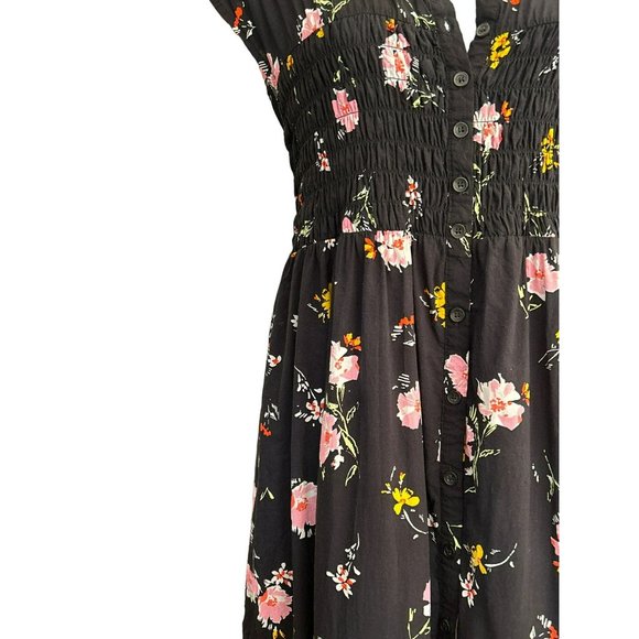 Free People Women's Black Floral Greatest Day Smocked Mini Dress Size Small Pink - Picture 3 of 5